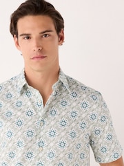 Seafoam Green Tile Regular Fit Print Short Sleeve Shirt - Image 5 of 5