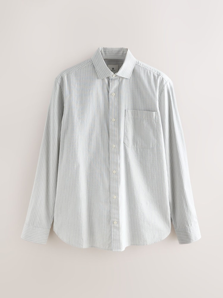 Grey Fine Stripe Regular Fit 100% Cotton Long Sleeve Formal Cutaway Collar Shirt - Image 1 of 3 Grey Fine Stripe Regular Fit 100% Cotton Long Sleeve Formal Cutaway Collar Shirt - Image 1 of 3