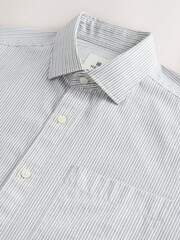 Grey Fine Stripe Regular Fit 100% Cotton Long Sleeve Formal Cutaway Collar Shirt - Image 2 of 3
