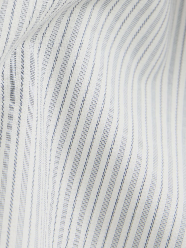 Grey Fine Stripe Regular Fit 100% Cotton Long Sleeve Formal Cutaway Collar Shirt - Image 3 of 3