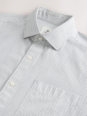 Grey Fine Stripe Regular Fit 100% Cotton Long Sleeve Formal Cutaway Collar Shirt - Image 8 of 9