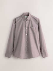 Burgundy Red Micro Check Regular Fit Easy Iron Button Down Oxford Shirt - Image 4 of 6