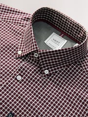 Burgundy Red Micro Check Regular Fit Easy Iron Button Down Oxford Shirt - Image 6 of 6