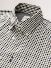 Neutral Brown/Navy Gingham Check Regular Fit Easy Iron Button Down Oxford Shirt - Image 2 of 3