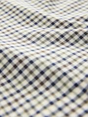 Neutral Brown/Navy Gingham Check Regular Fit Easy Iron Button Down Oxford Shirt - Image 3 of 3