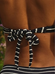 FatFace Cody Navy Textured Breton Stripe Bikini Top - Image 3 of 5