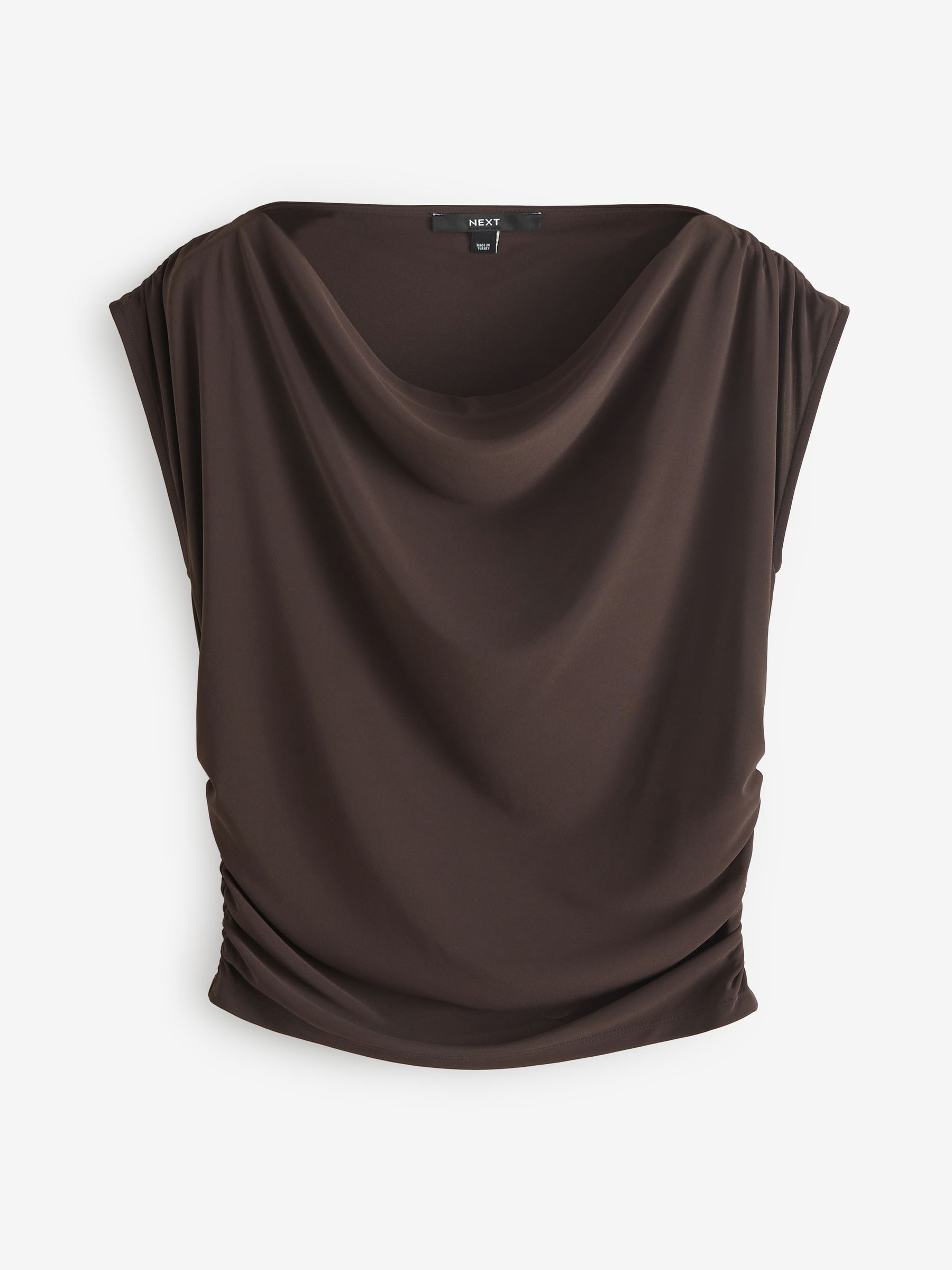Buy Chocolate Brown Sleeveless Drape Top from Next USA