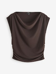 Chocolate Brown Sleeveless Drape Top - Image 5 of 7