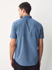 Azul oscuro - Short Sleeve Embroided Print Smart Shirt - Imagen 3 de 7