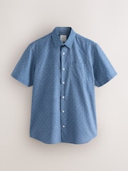 Azul oscuro - Short Sleeve Embroided Print Smart Shirt - Imagen 5 de 7