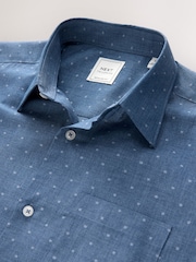 Azul oscuro - Short Sleeve Embroided Print Smart Shirt - Imagen 6 de 7