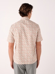 Rust Brown Tile Regular Fit Print Short Sleeve Shirt - Image 3 of 8