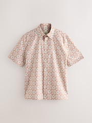 Rust Brown Tile Regular Fit Print Short Sleeve Shirt - Image 6 of 8