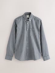 Navy Micro Check Regular Fit Easy Iron Button Down Oxford Shirt - Image 1 of 3