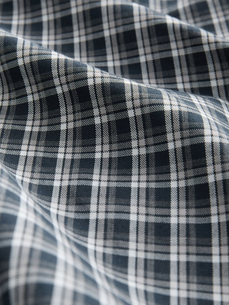 Navy Micro Check Regular Fit Easy Iron Button Down Oxford Shirt - Image 2 of 3