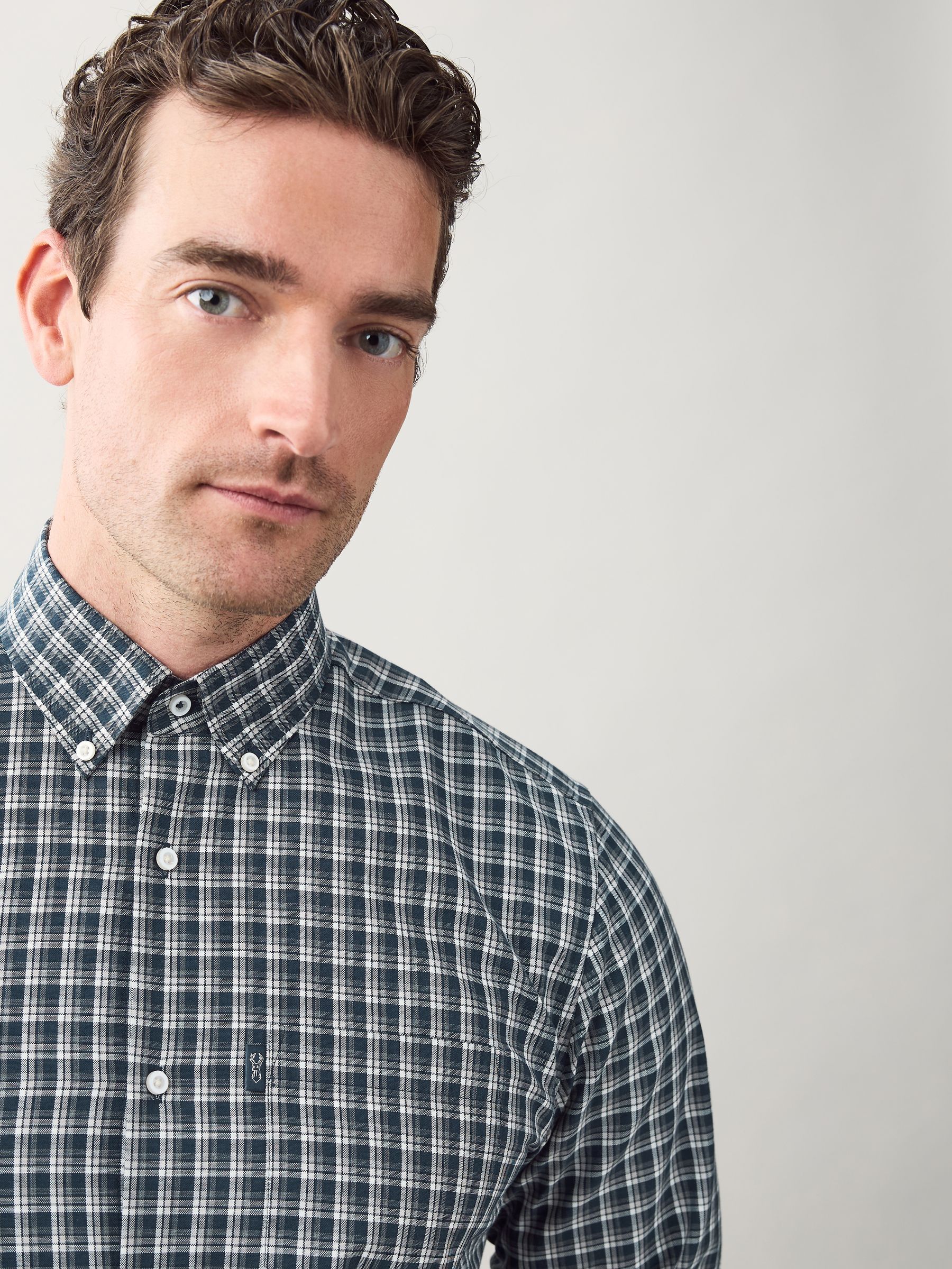 Buy Navy Micro Check Regular Fit Easy Iron Button Down Oxford Shirt buy-navy-micro-check-regular-fit-easy-iron-button-down-oxford-shirt