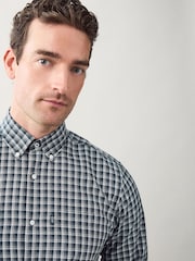 Navy Micro Check - Camisa Oxford Easy Iron Button Down de ajuste regular - Imagem 4 de 9