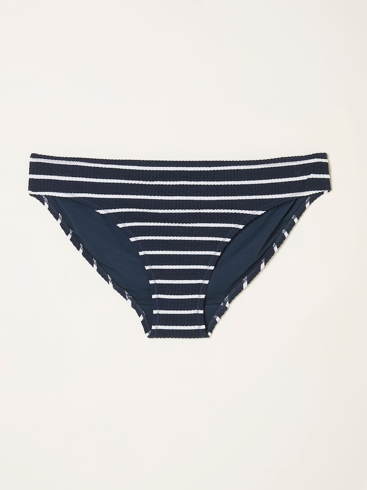 FatFace Navy Texured Breton Stripe Bikini Bottom - Image 1 of 1 FatFace Navy Texured Breton Stripe Bikini Bottom - Image 1 of 1