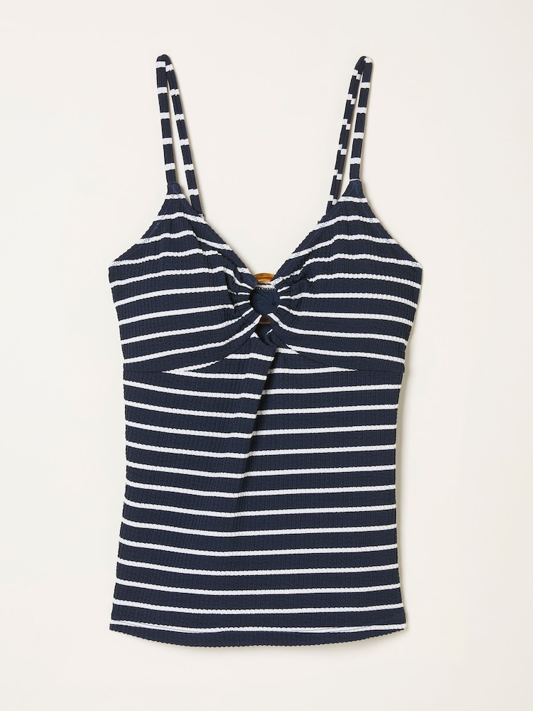 FatFace Navy Textured Breton Stripe Tankini - Image 1 of 1 FatFace Navy Textured Breton Stripe Tankini - Image 1 of 1