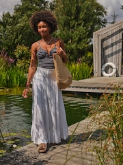 FatFace Navy Textured Breton Stripe Tankini Top - Image 3 of 5