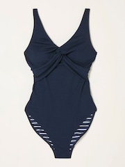 FatFace Sennen Navy Twist Textured Swimsuit - Image 6 of 6
