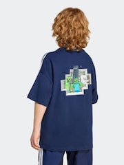 adidas Originals Navy x Minecraft Graphic Print Kids T-Shirt - Image 2 of 6