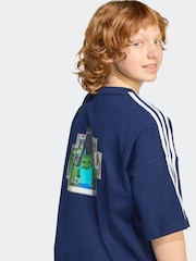 adidas Originals Navy x Minecraft Graphic Print Kids T-Shirt - Image 3 of 6