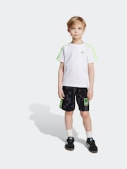 adidas Originals White/Black x Minecraft Little Kids Shorts and T-Shirt Set - Image 1 of 8