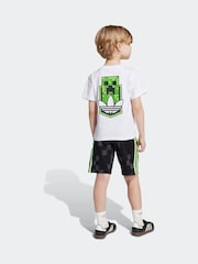 adidas Originals White/Black x Minecraft Little Kids Shorts and T-Shirt Set - Image 2 of 8