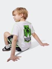 adidas Originals White/Black x Minecraft Little Kids Shorts and T-Shirt Set - Image 5 of 8