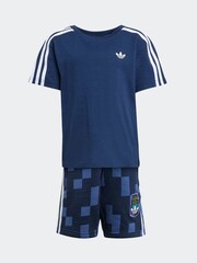 adidas Originals Navy x Minecraft Little Kids T-Shirt and Shorts Set - Image 5 of 7
