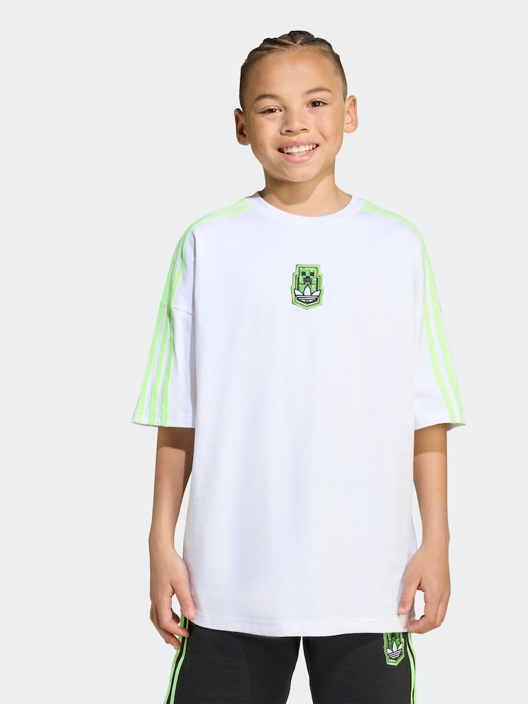 adidas Originals White x Minecraft Graphic T-Shirt Kids - Image 1 of 6