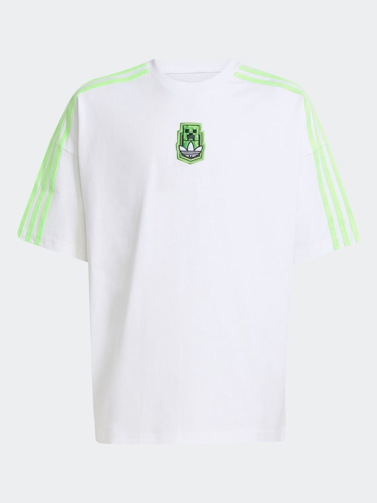 adidas Originals White x Minecraft Graphic T-Shirt Kids - Image 6 of 6