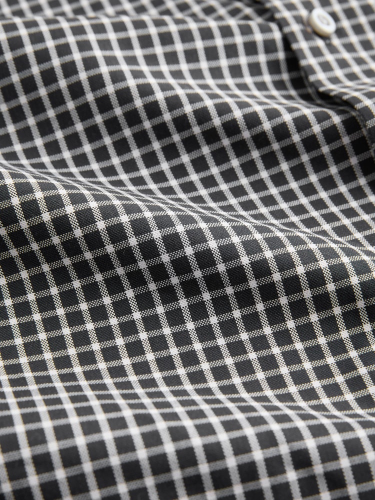Grey Check/Gingham Regular Fit Single Cuff Easy Care Smart Shirts 2 Pack - Image 4 of 5