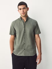 Olive Green/ Blackwatch Check - Easy Iron Short Sleeve Oxford Shirts 2 Pack - Imagen 2 de 8