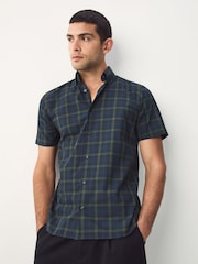 Olive Green/ Blackwatch Check - Easy Iron Short Sleeve Oxford Shirts 2 Pack - Imagen 5 de 8