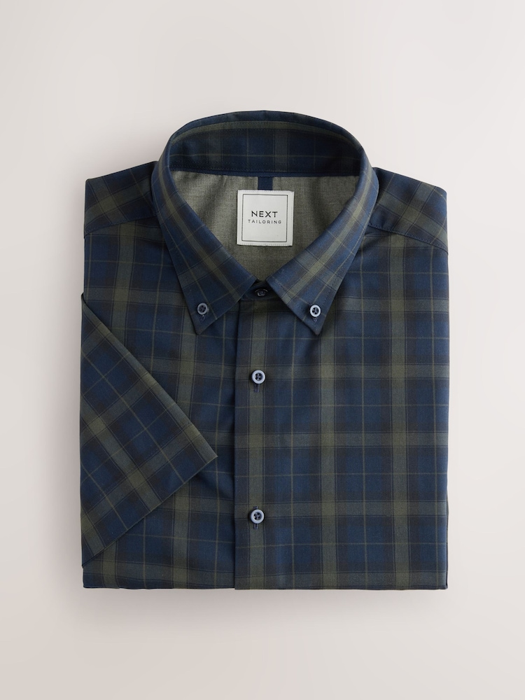 Olive Green/ Blackwatch Check - Easy Iron Short Sleeve Oxford Shirts 2 Pack - Imagen 8 de 8