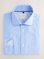 Bleu texturé/rayé - Lot de 2 chemises élégantes faciles d’entretien à manchette simple - Image 8 sur 11