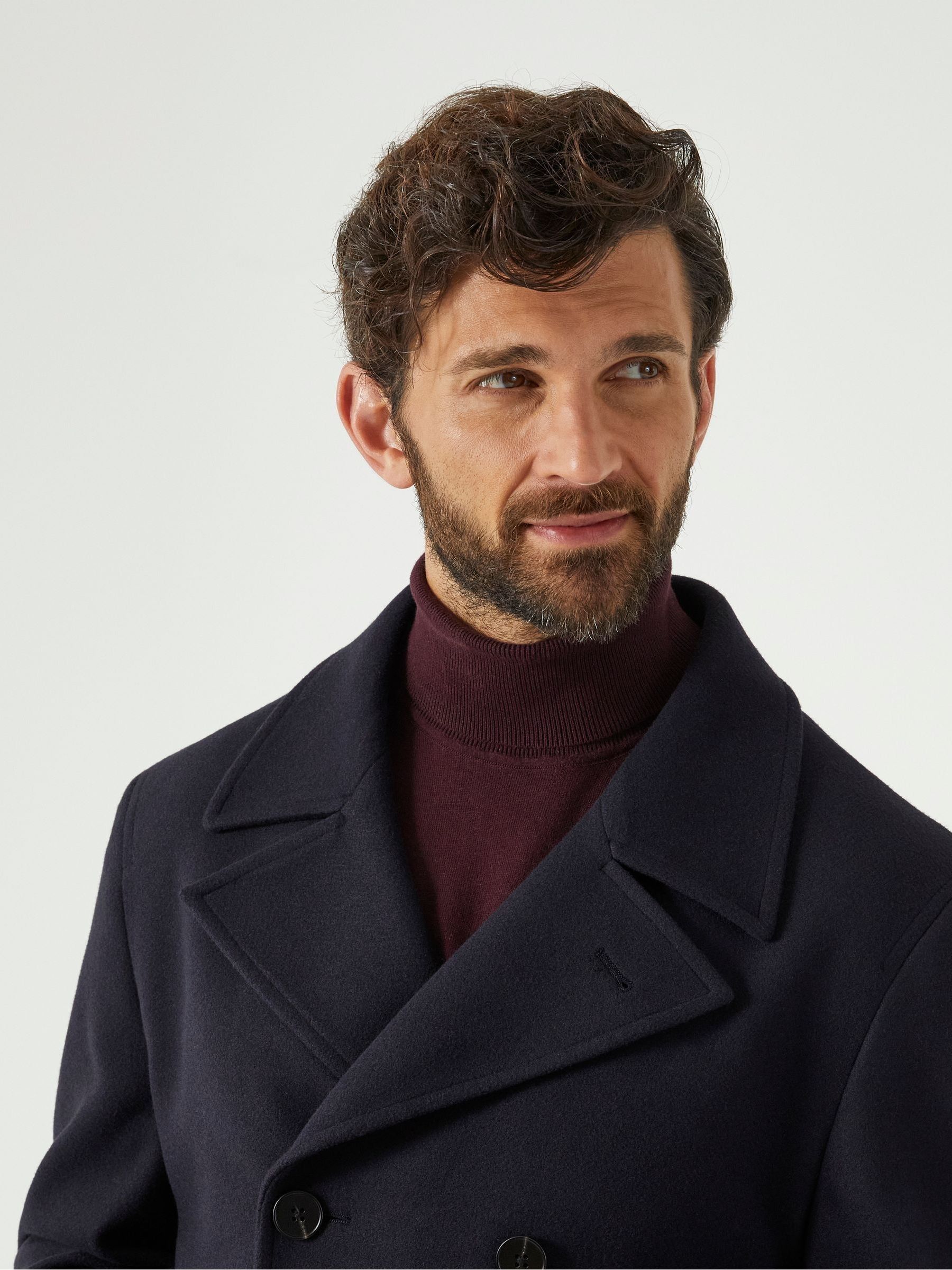 Buy Skopes Blue Tailored Fit Double Breasted Russell Pea Coat from