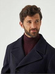 Skopes Blue Tailored Fit Double Breasted Russell Pea Coat - Image 5 of 7