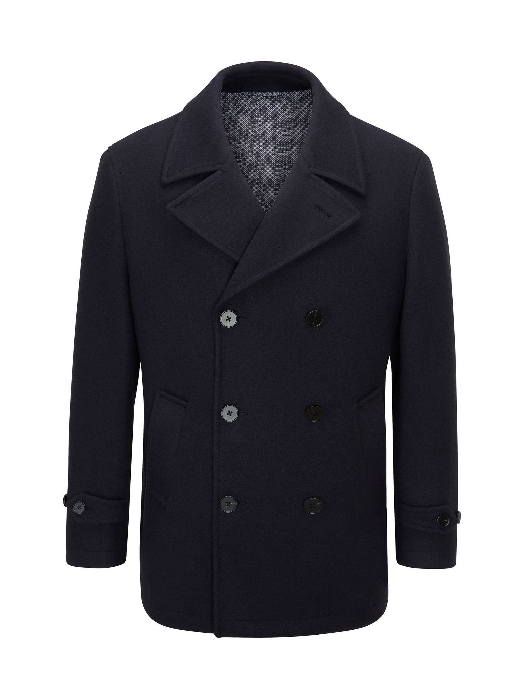Buy Skopes Blue Tailored Fit Double Breasted Russell Pea Coat from