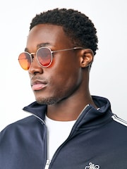 Gold Orange Round Sunglasses - Image 1 of 5