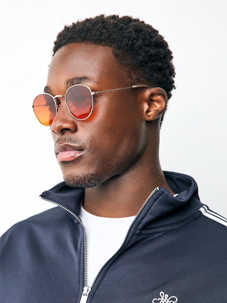Gold Orange Round Sunglasses - Image 1 of 5