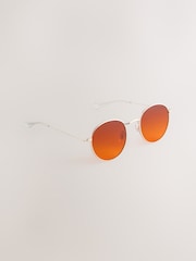 Gold Orange Round Sunglasses - Image 3 of 5