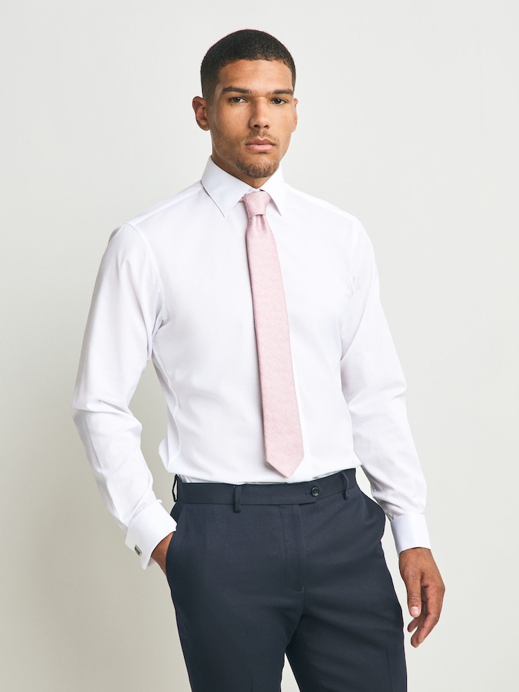 White/Pink with Pocket Square - Occasion Shirt And Tie - صورة 1 من 7 White/Pink with Pocket Square - Occasion Shirt And Tie - صورة 1 من 7