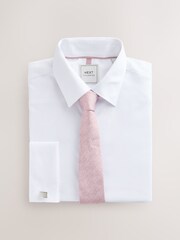 White/Pink with Pocket Square Slim Fit Occasion Shirt And Tie - Image 5 of 7