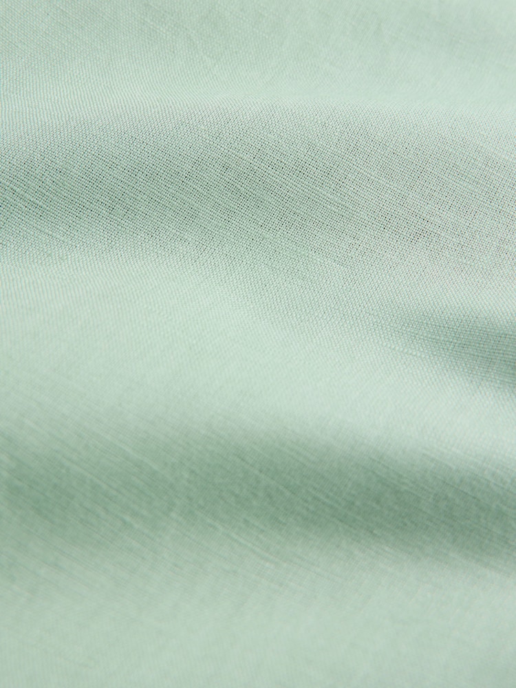 Green Marl Slim Fit Summer Cotton Blend Smart Shirt And Pocket Square Pack - Image 3 of 3