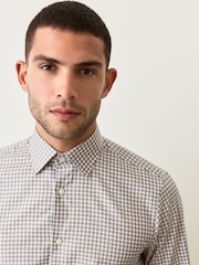 Grey Gingham Regular Fit Long Sleeve Shirt - Image 6 of 11