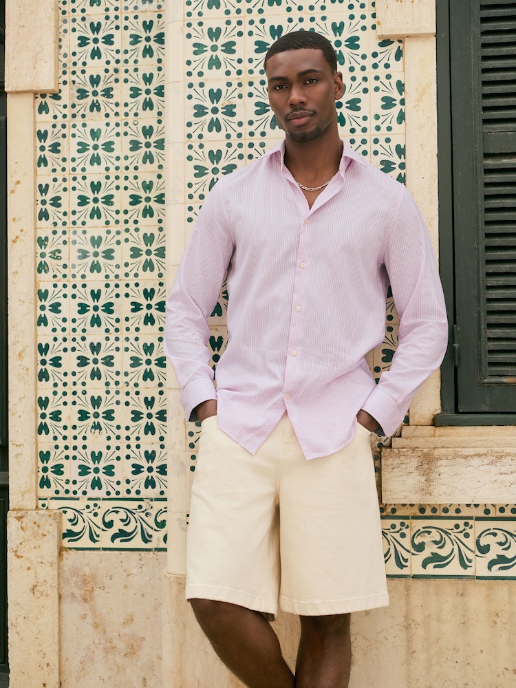 Pink Bengal Stripe Regular Fit 100% Cotton Long Sleeve Shirt - Image 1 of 5