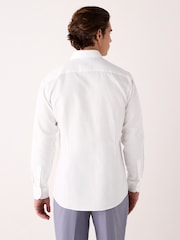 White Texture Slim Fit Summer Cotton Blend Smart Shirt And Pocket Square Pack - Image 4 of 8